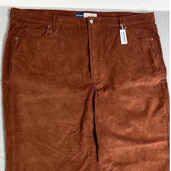 Old Navy Sky-Hi Rise Corduroy Pants Womens 48"X34" Burnt Orange Wide Leg Stretch - Picture 3 of 15